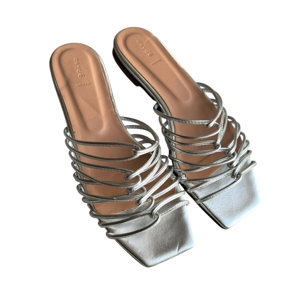 🆕 Aeyde Strappy Sandals Silver Leather - Picture 5 of 11